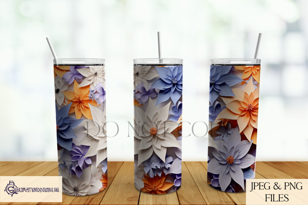 3D Effect Floral Sublimation Designs Set of 15