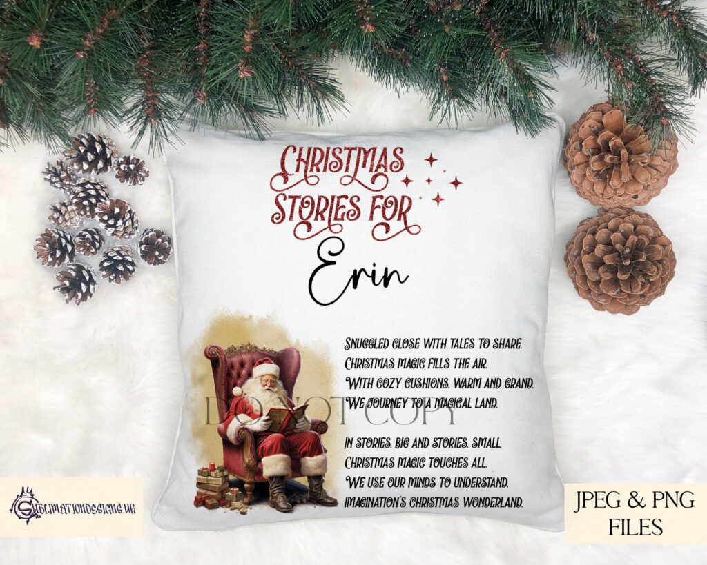 Santa's Christmas Bedtime Story Pillow and Bookmark