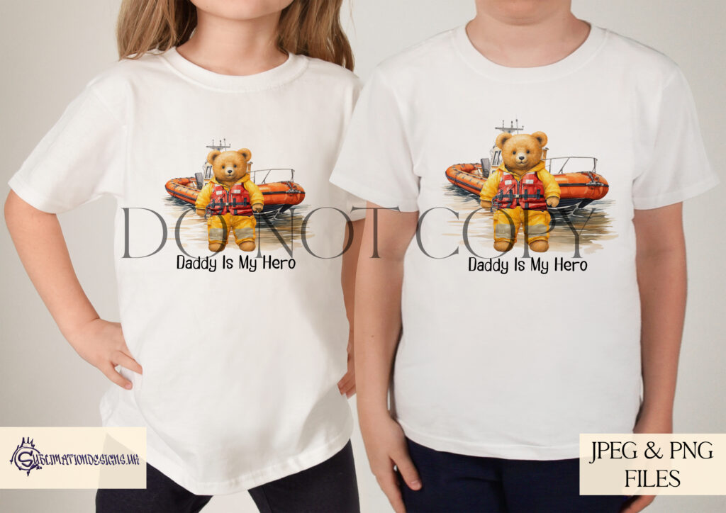 Fearless teddy bear coastguards, Colin and Chloe, alongside a vehicle scene.