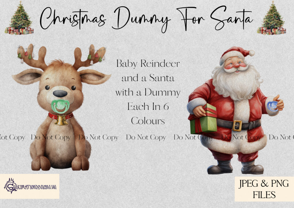 Santa's Dummy Collection design set with reindeer, Santa, and customizable elements.
