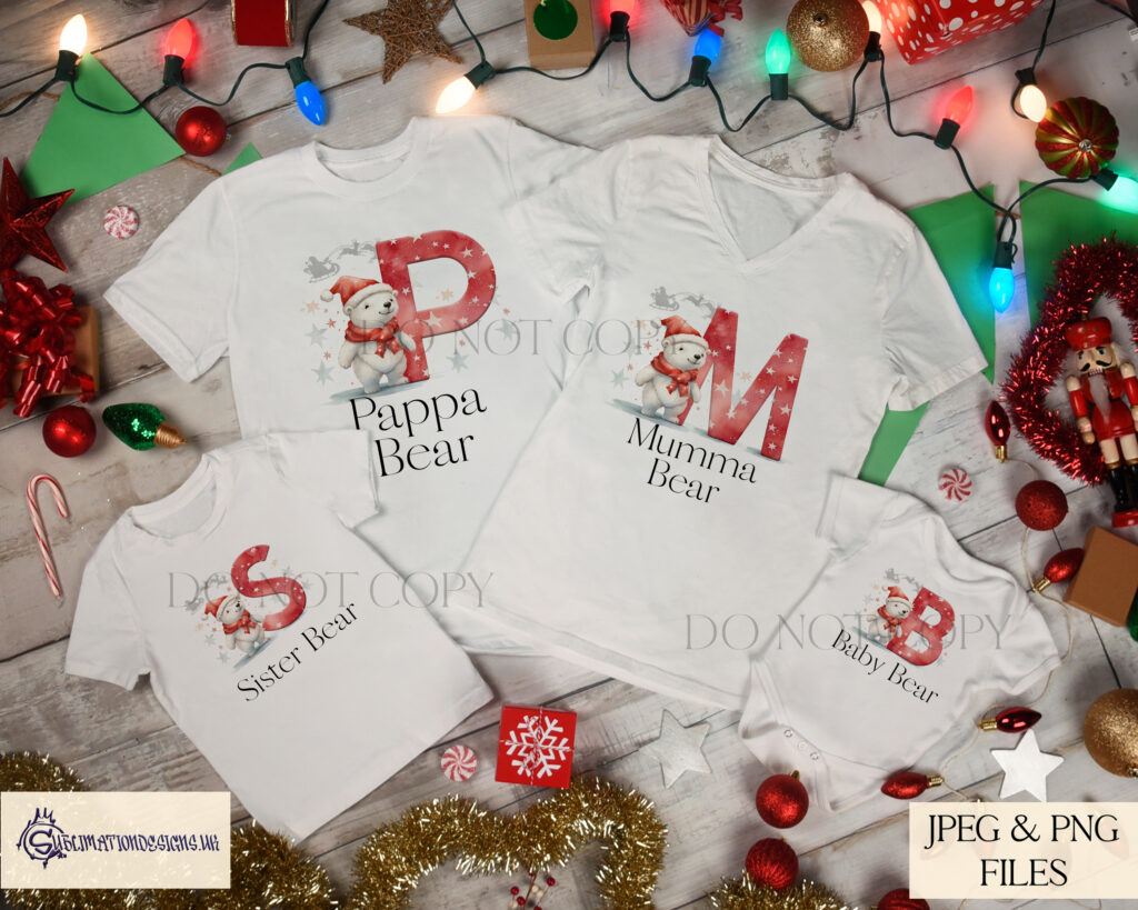 Cute Polar Bear Christmas Alphabet Set - Alphabet Design