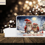 A4 Sized Christmas Owl Designs - Owl Illustration