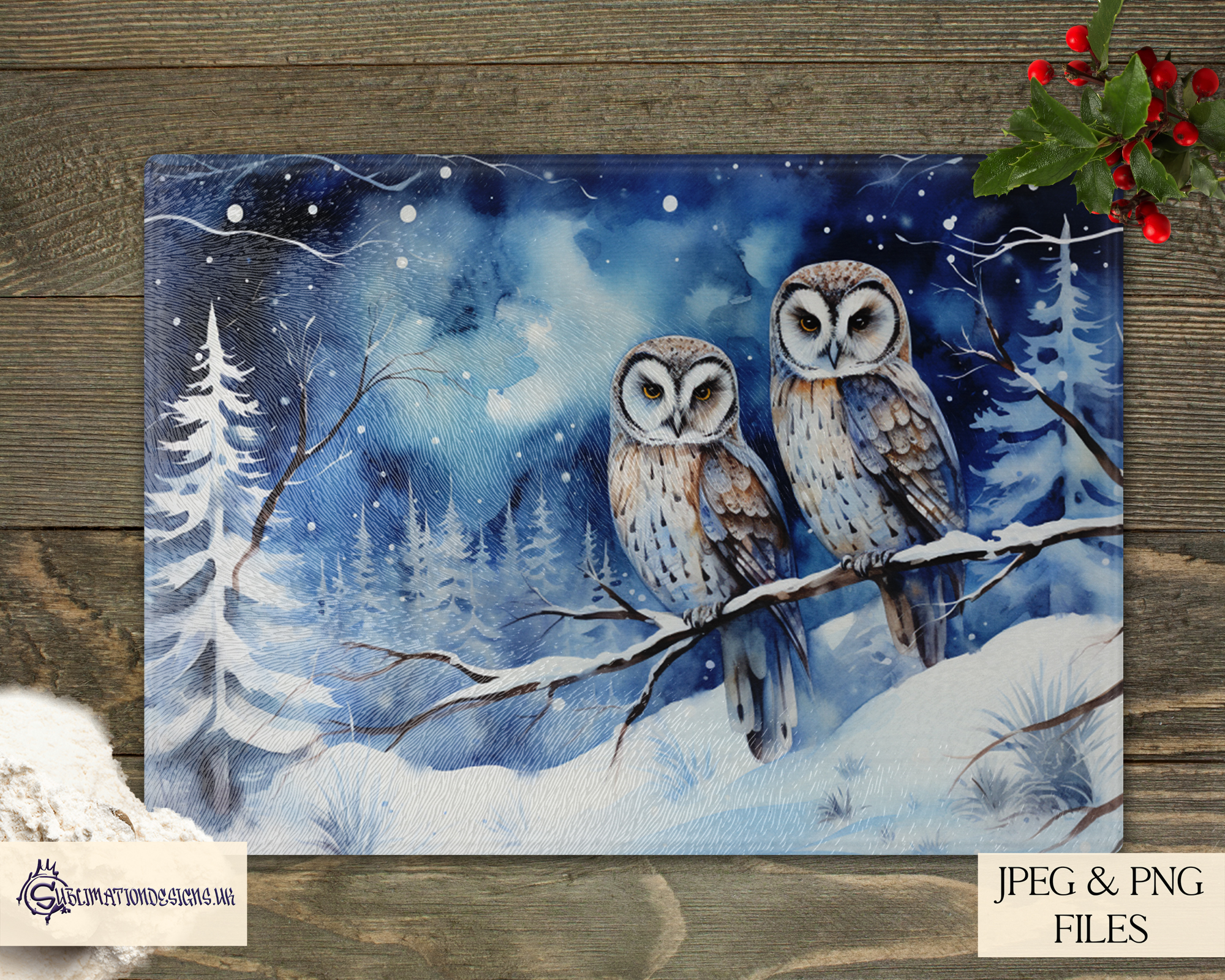 A4 Sized Christmas Owl Designs - Owl Illustration