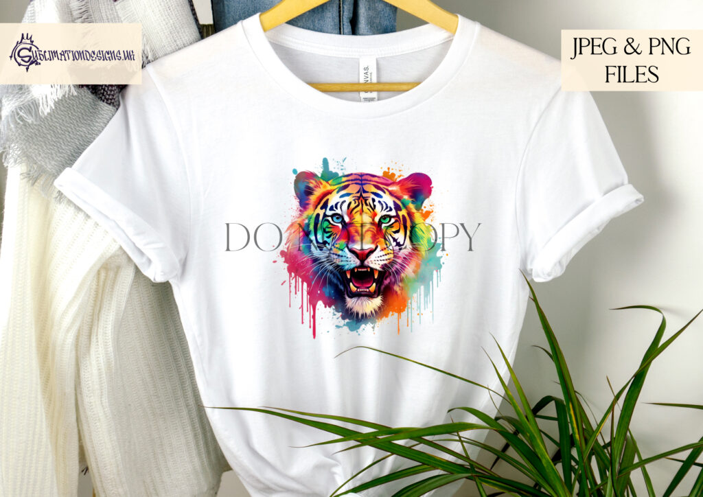 Preview of vibrant paint splash animal designs with transparent backgrounds.