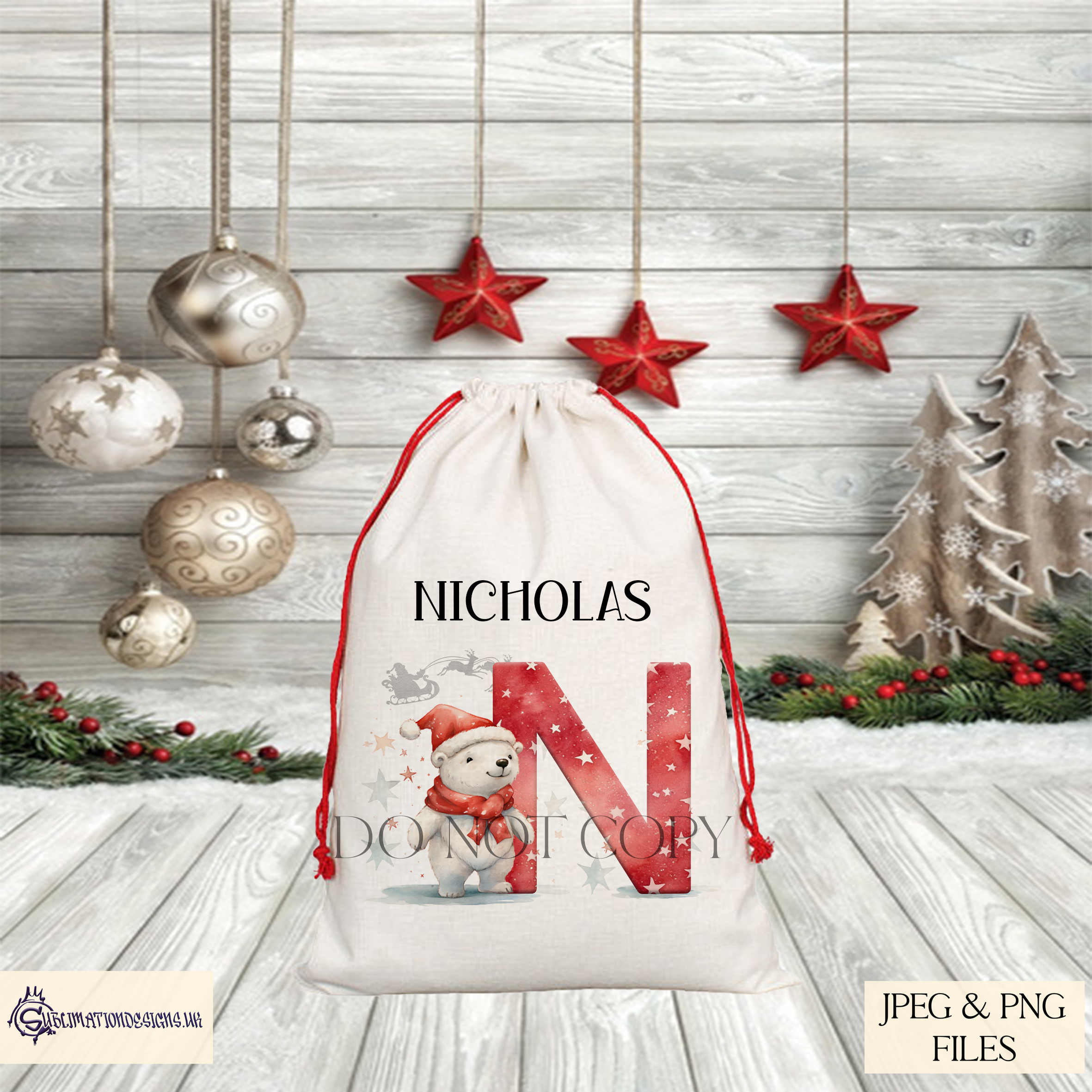 Cute Polar Bear Christmas Alphabet Set - Alphabet Design