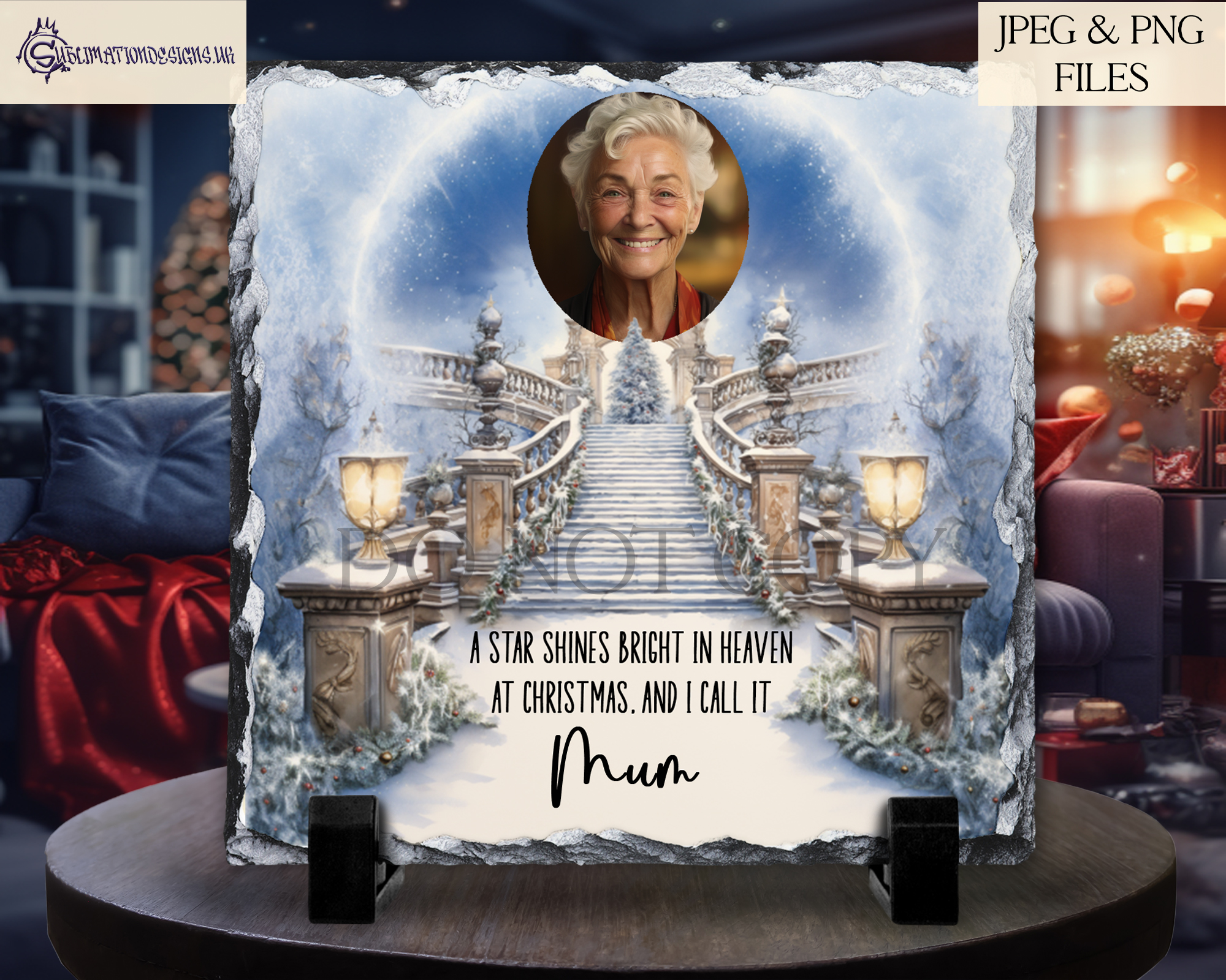 Christmas Memorial Design Set - Staircase to Heaven Illustration