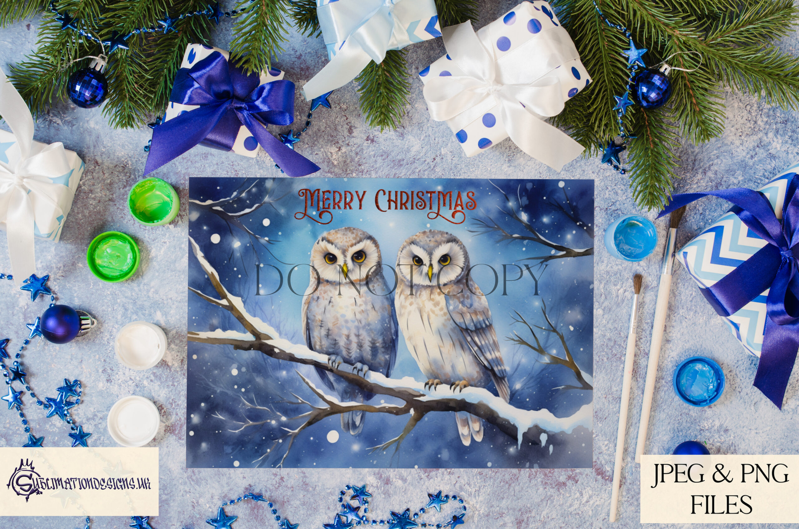 A4 Sized Christmas Owl Designs - Owl Illustration