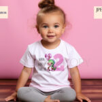 Pink Dinosaur Birthday Number Set - Dinosaur Holding Balloons