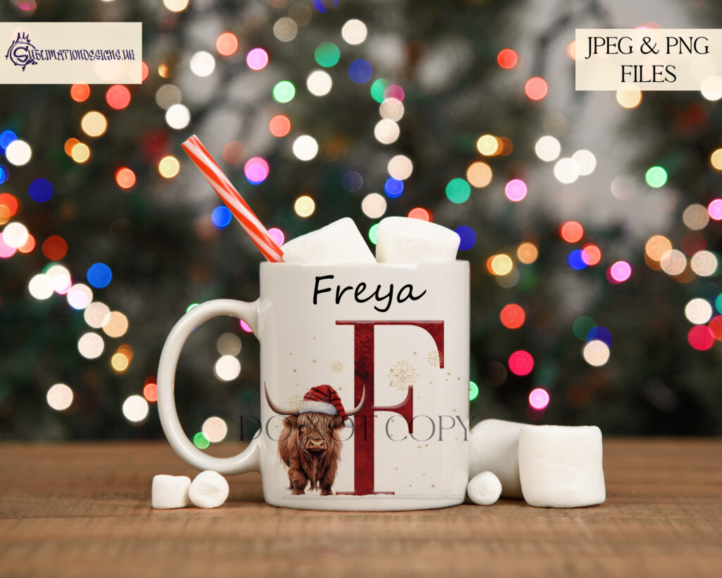 Christmas Highland Cow Alphabet Set - Festive Personalization