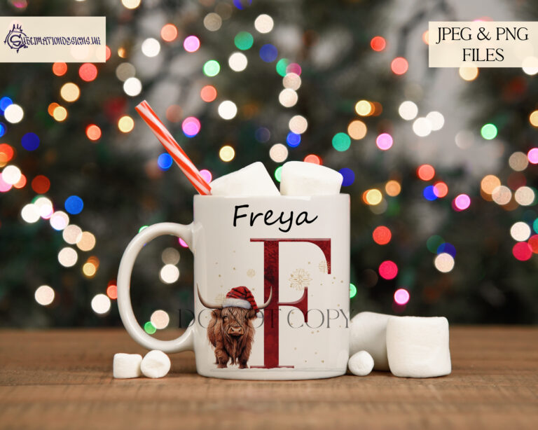 Christmas Highland Cow Alphabet Set - Festive Personalization