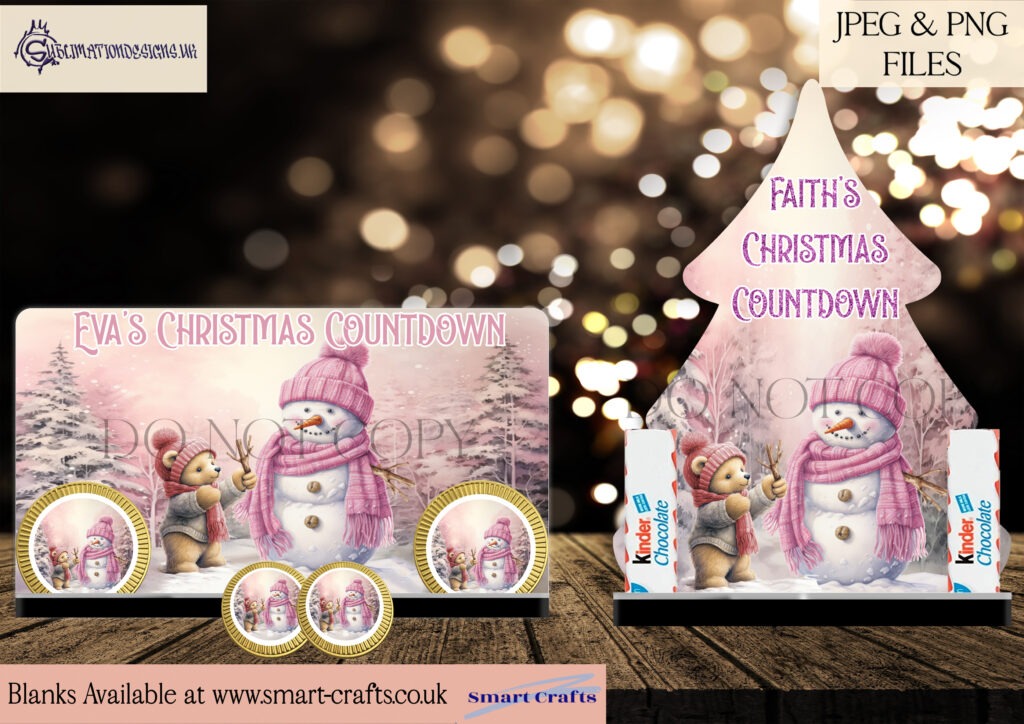 Teddy Bear Building a Snowman Design Set - Holiday Artwork