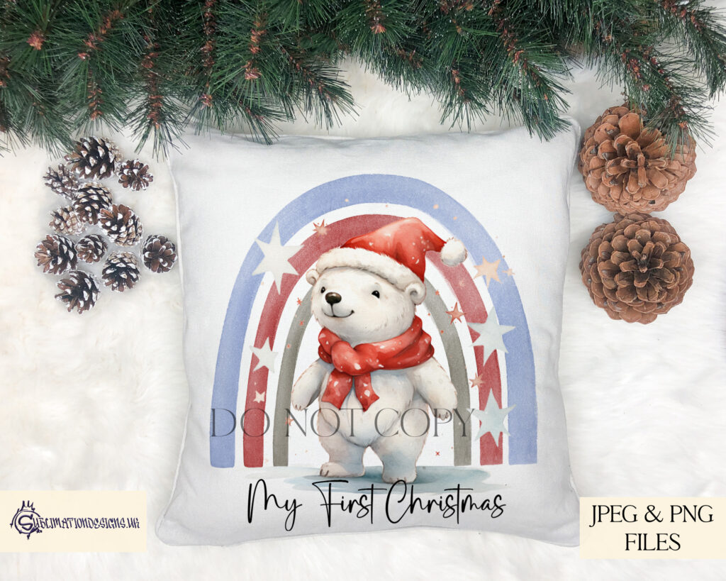 Capture the magic of the season with our Polar Bear Under a Red and Blue Rainbow Design Set.