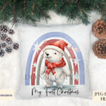 Capture the magic of the season with our Polar Bear Under a Red and Blue Rainbow Design Set.