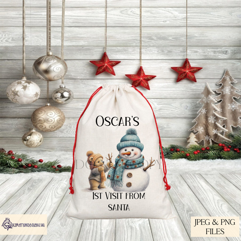 Teddy Bear Building a Snowman Design Set - Holiday Artwork