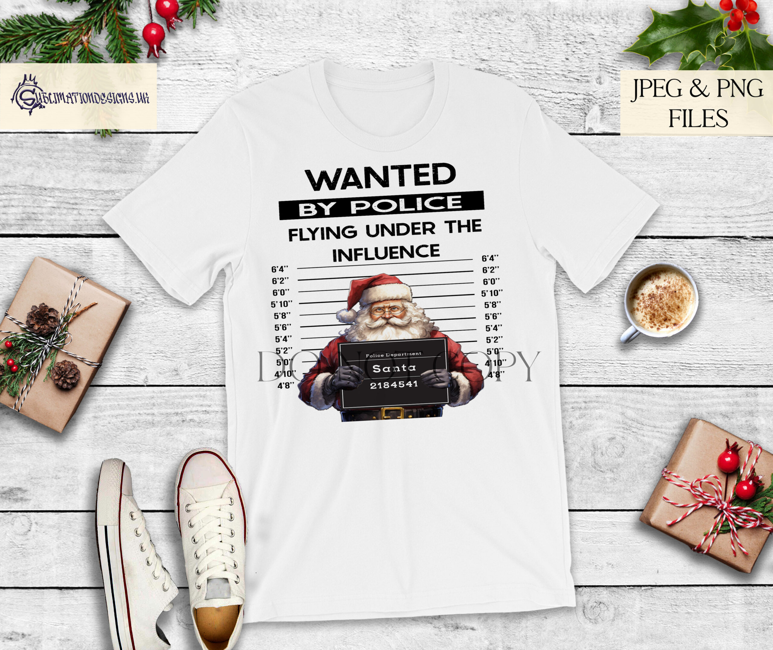 Santa's Wanted Mug Shot Designs Set