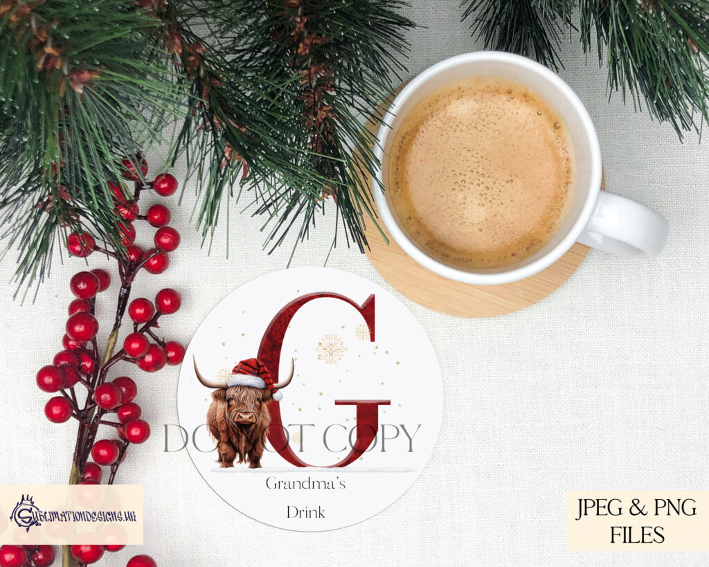 Christmas Highland Cow Alphabet Set - Festive Personalization