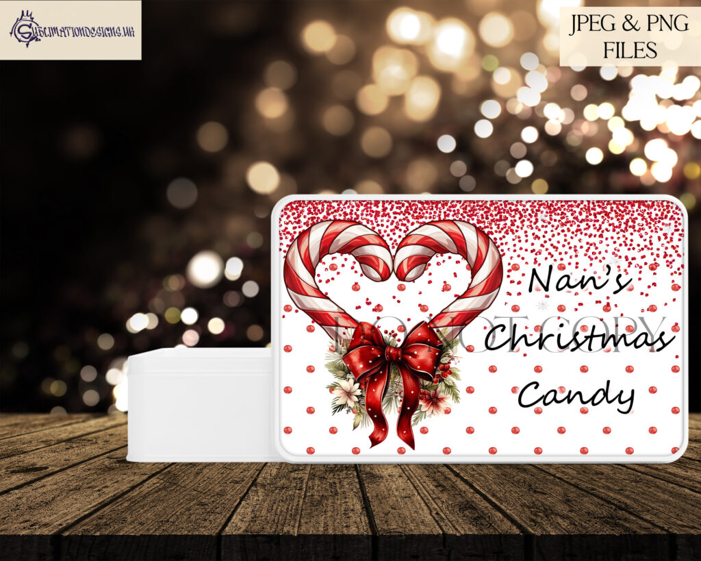 Candy Cane Heart Sublimation Design