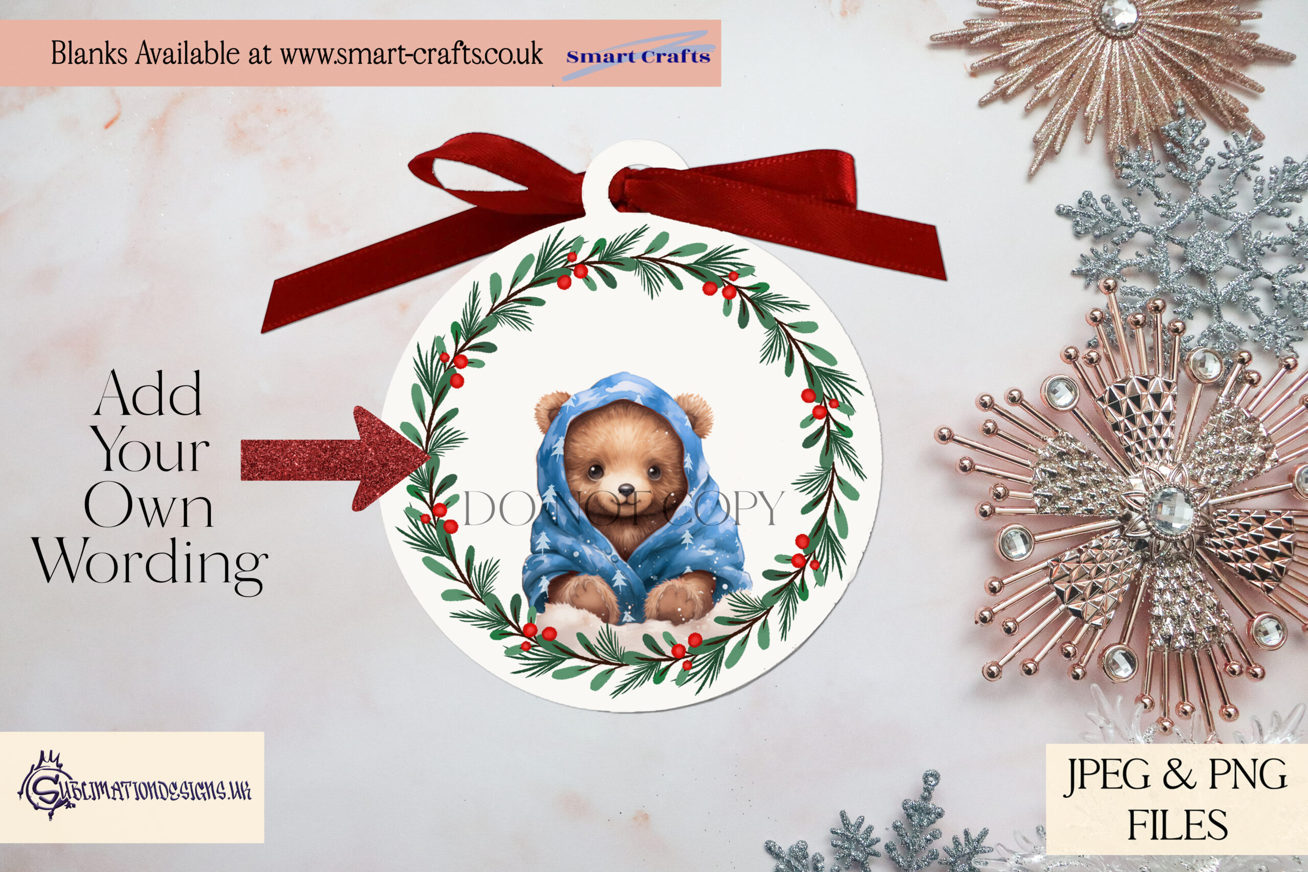 Baby Bear At Christmas Sublimation Design