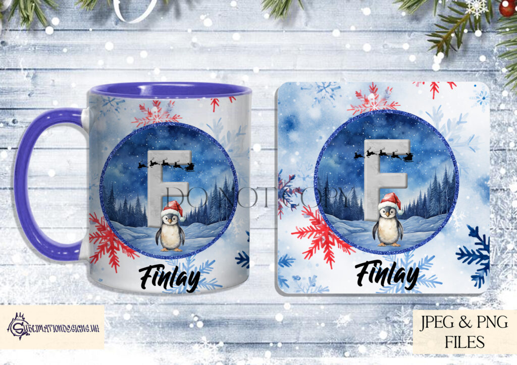 Arctic Christmas Penguin Alphabet Set - Personalized Winter Wonderland