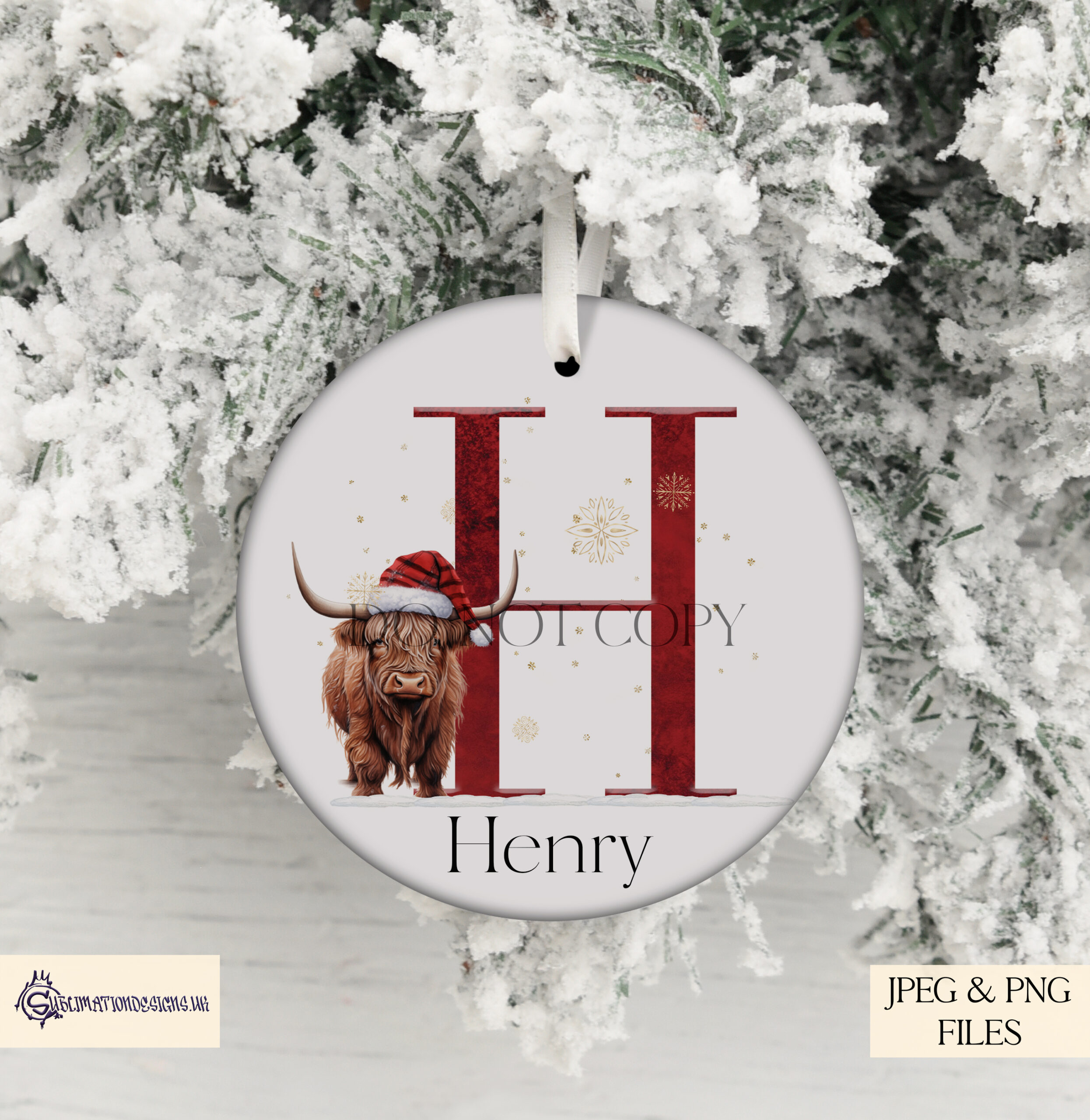 Christmas Highland Cow Alphabet Set - Festive Personalization