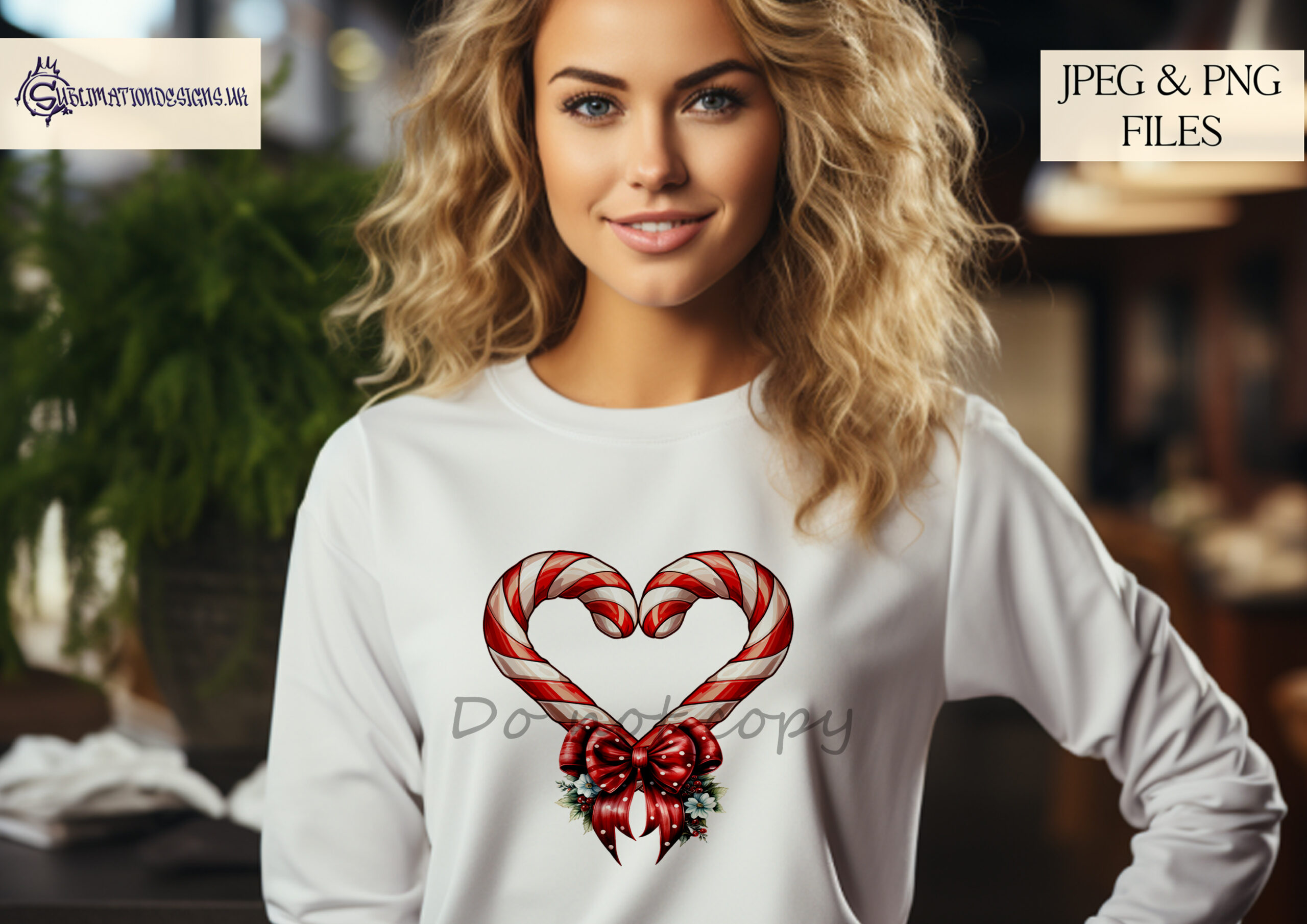 Candy Cane Heart Sublimation Design