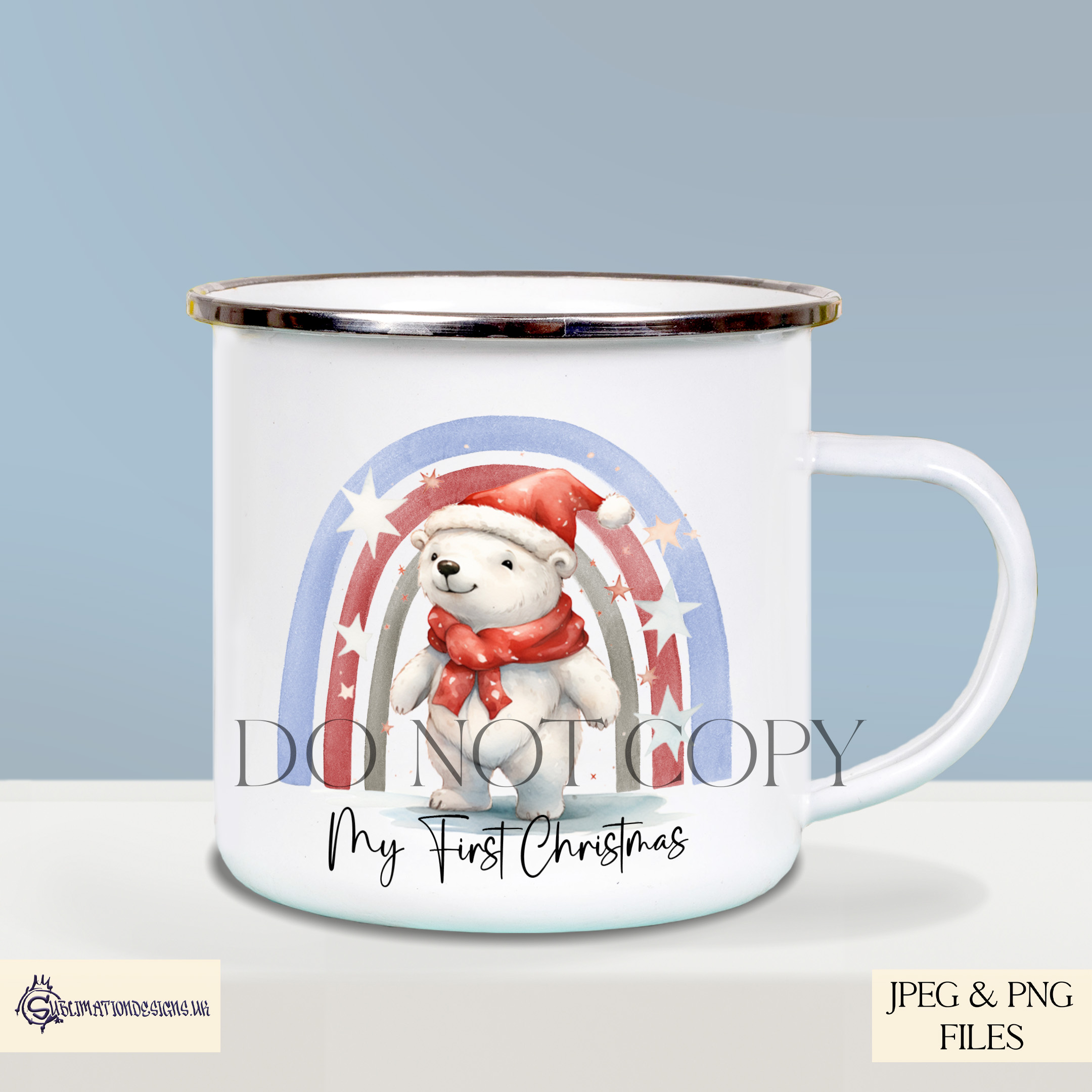 Capture the magic of the season with our Polar Bear Under a Red and Blue Rainbow Design Set.