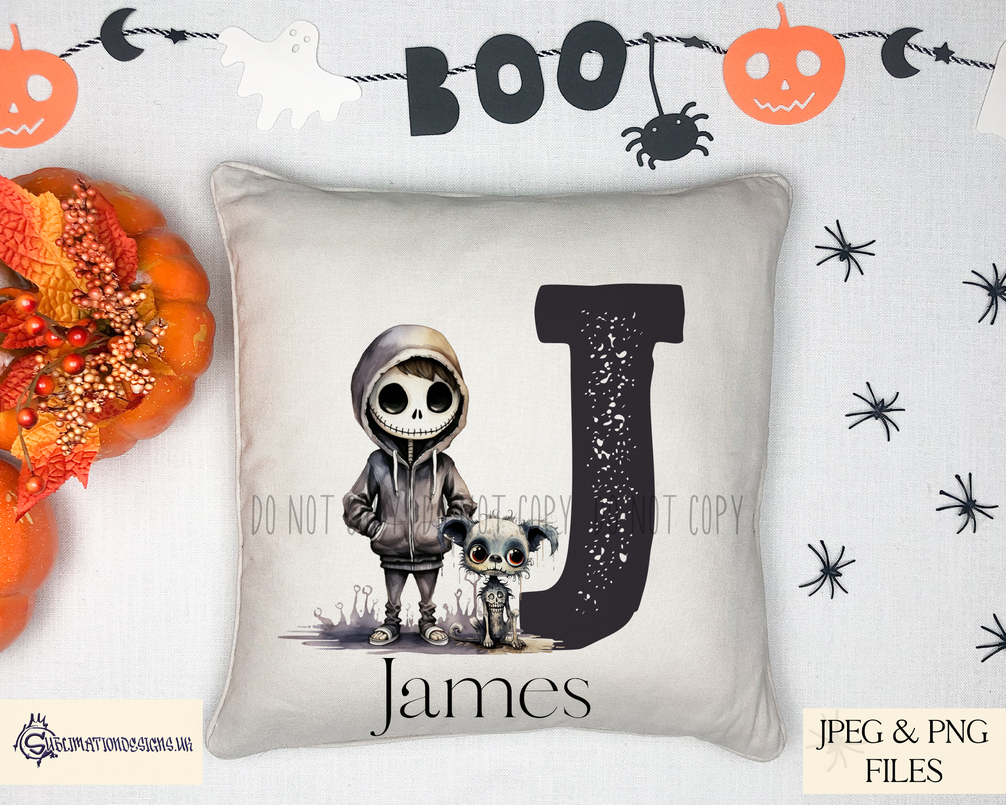Halloween Inspired Skeleton Boy Alphabet Set - Personalized Halloween Fun