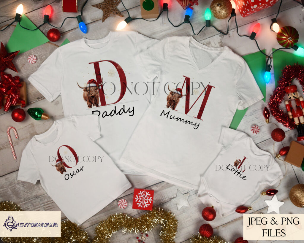 Christmas Highland Cow Alphabet Set - Festive Personalization