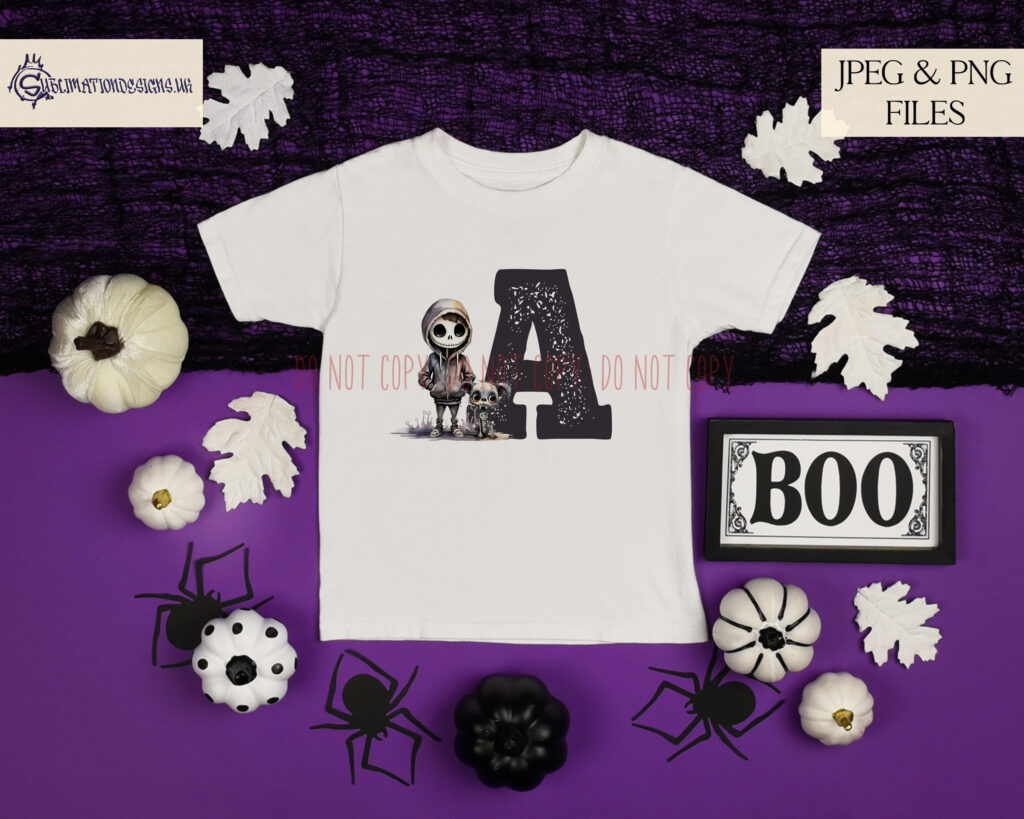 Halloween Inspired Skeleton Boy Alphabet Set - Personalized Halloween Fun