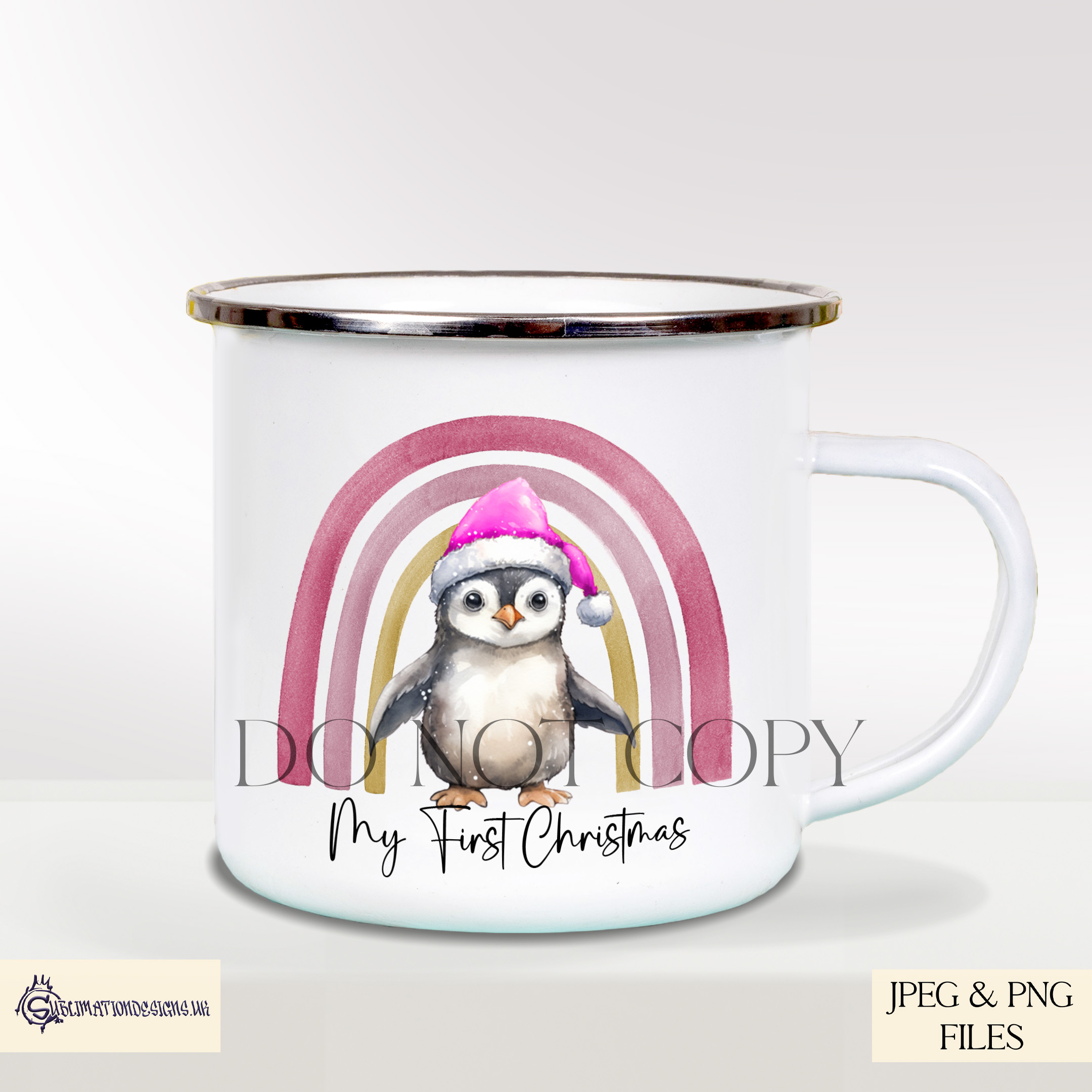 Penguins Underneath a Rainbow Design Set - Christmas Illustration