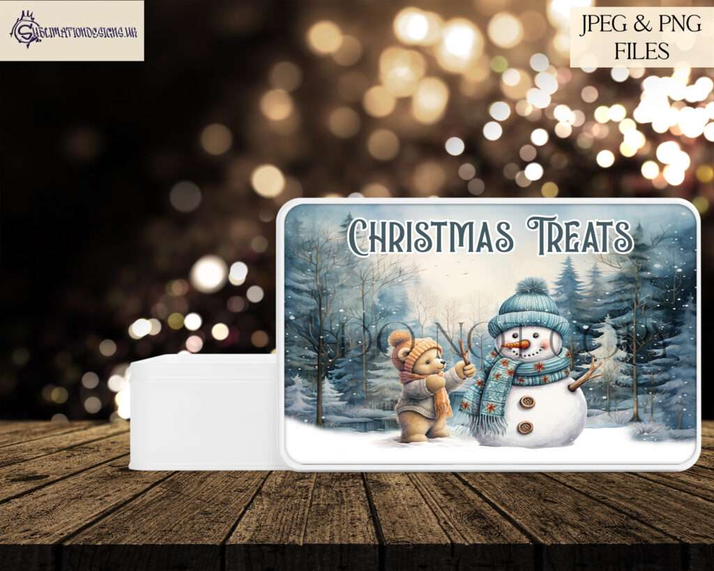 Teddy Bear Building a Snowman Design Set - Holiday Artwork