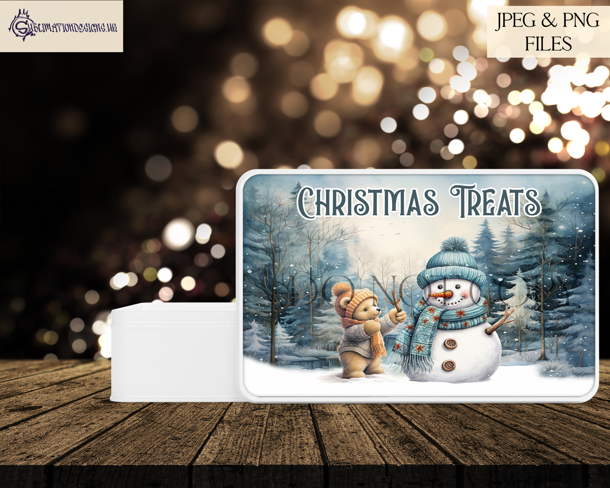 Teddy Bear Building a Snowman Design Set - Holiday Artwork