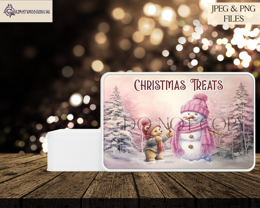 Teddy Bear Building a Snowman Design Set - Holiday Artwork