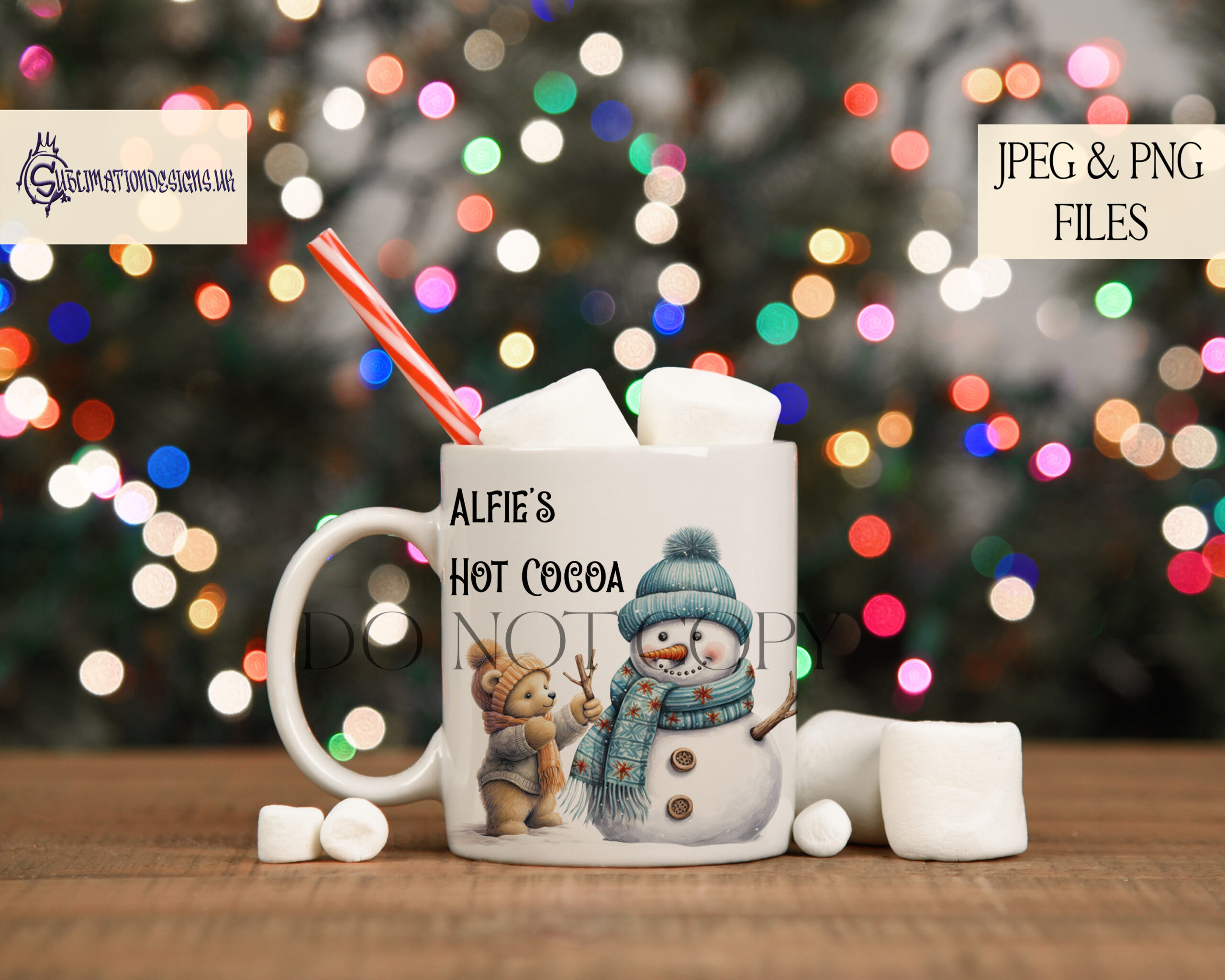 Teddy Bear Building a Snowman Design Set - Holiday Artwork