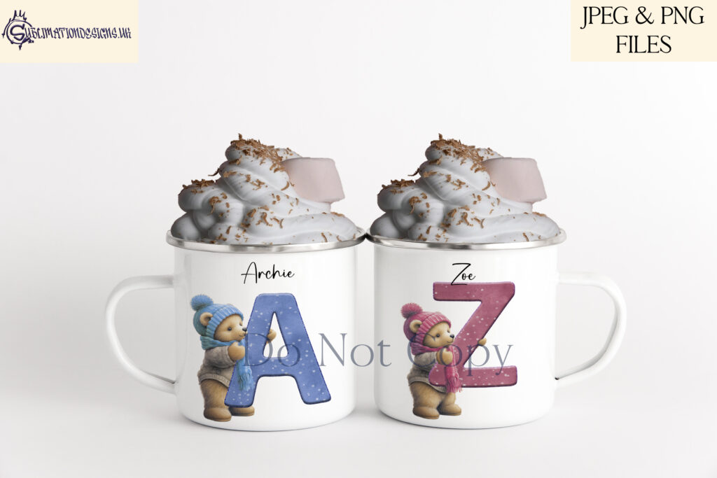 Teddy Bear Alphabet and Numbers Sublimation Design