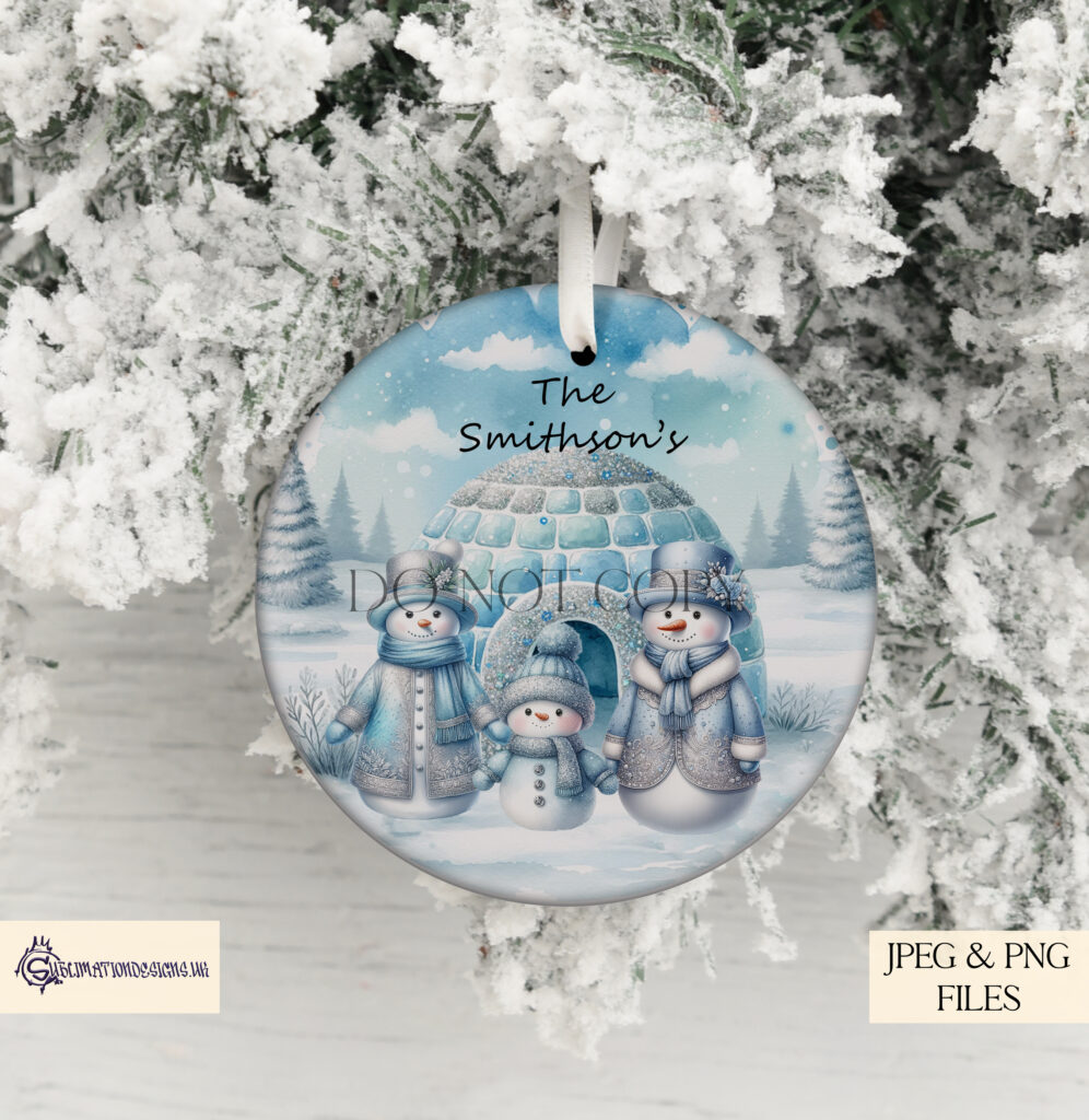 Elegant Baby Blue Snowman Family Design Set