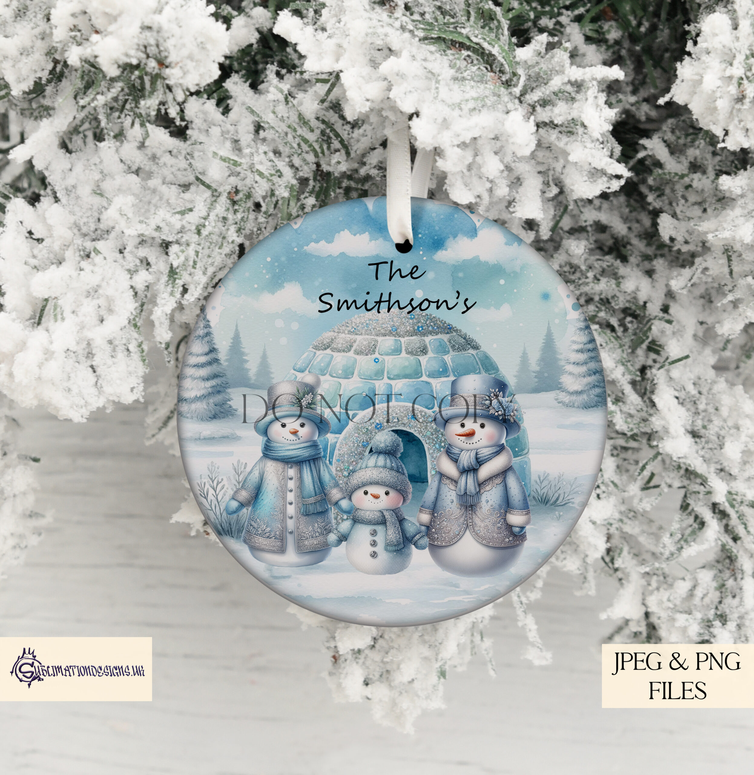 Elegant Baby Blue Snowman Family Design Set