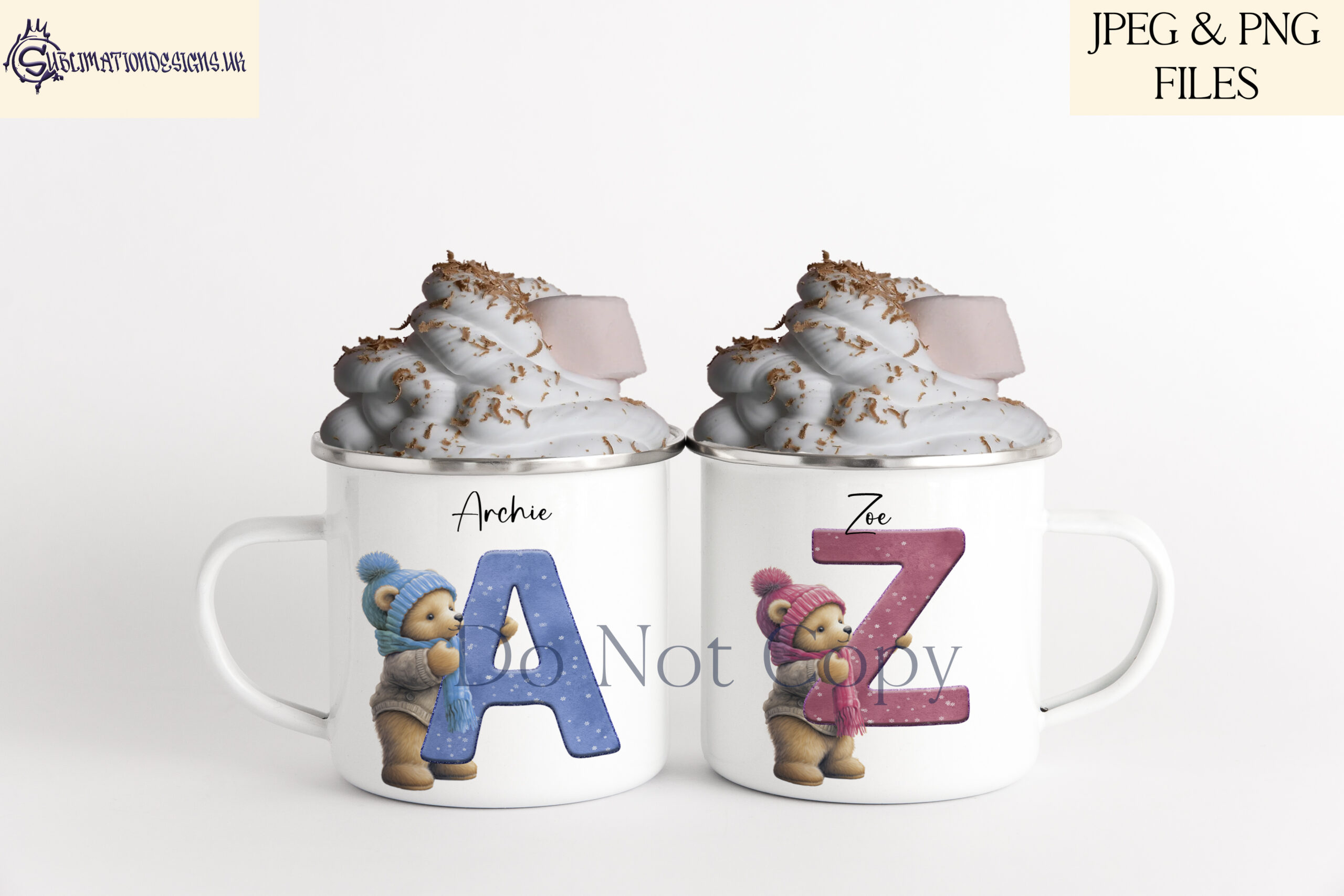 Teddy Bear Alphabet and Numbers Sublimation Design