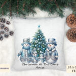 Elegant Baby Blue Snowman Family Design Set