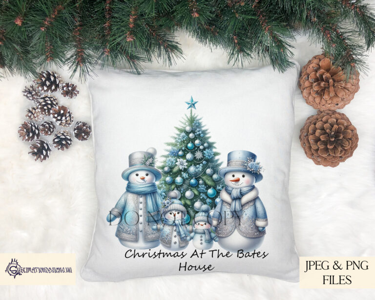 Elegant Baby Blue Snowman Family Design Set
