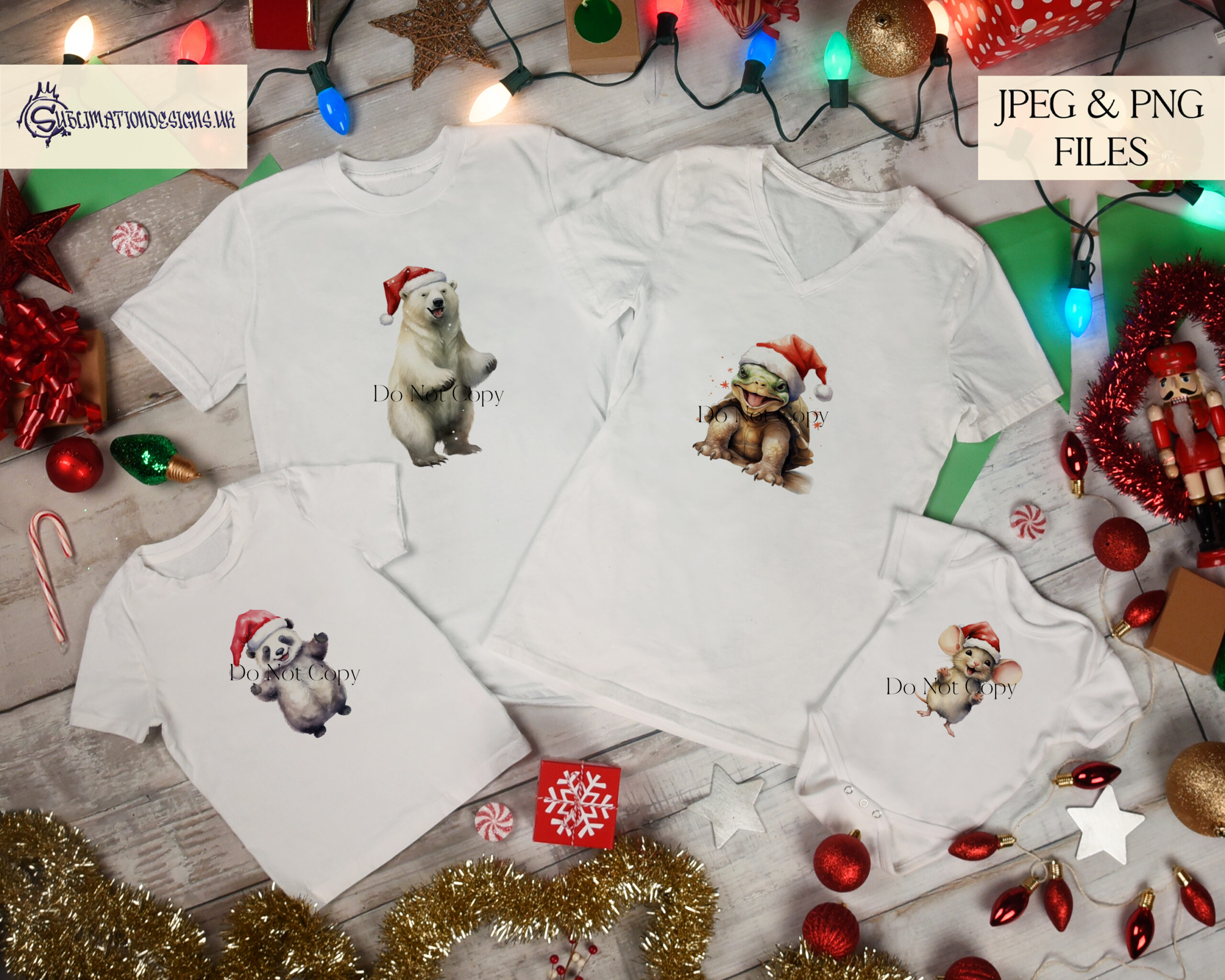 Festive Animal Bundle: 41 Textless Animals in Santa Hats