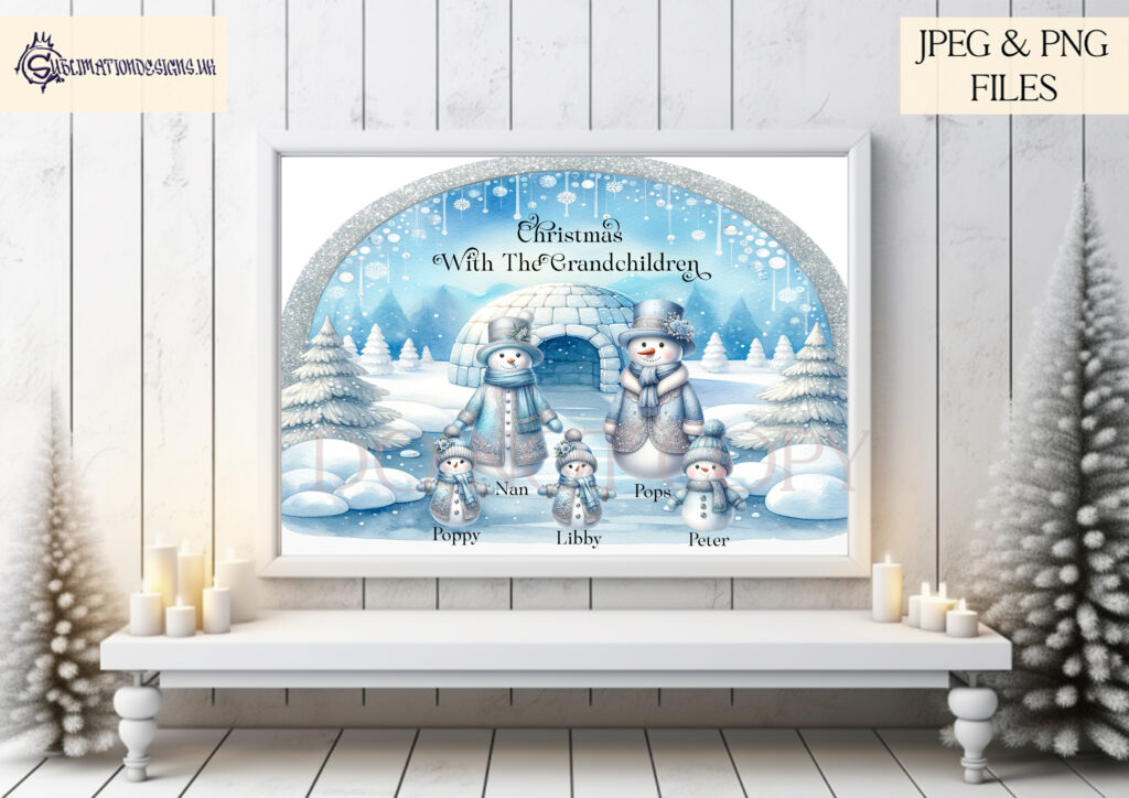 Elegant Baby Blue Snowman Family Design Set