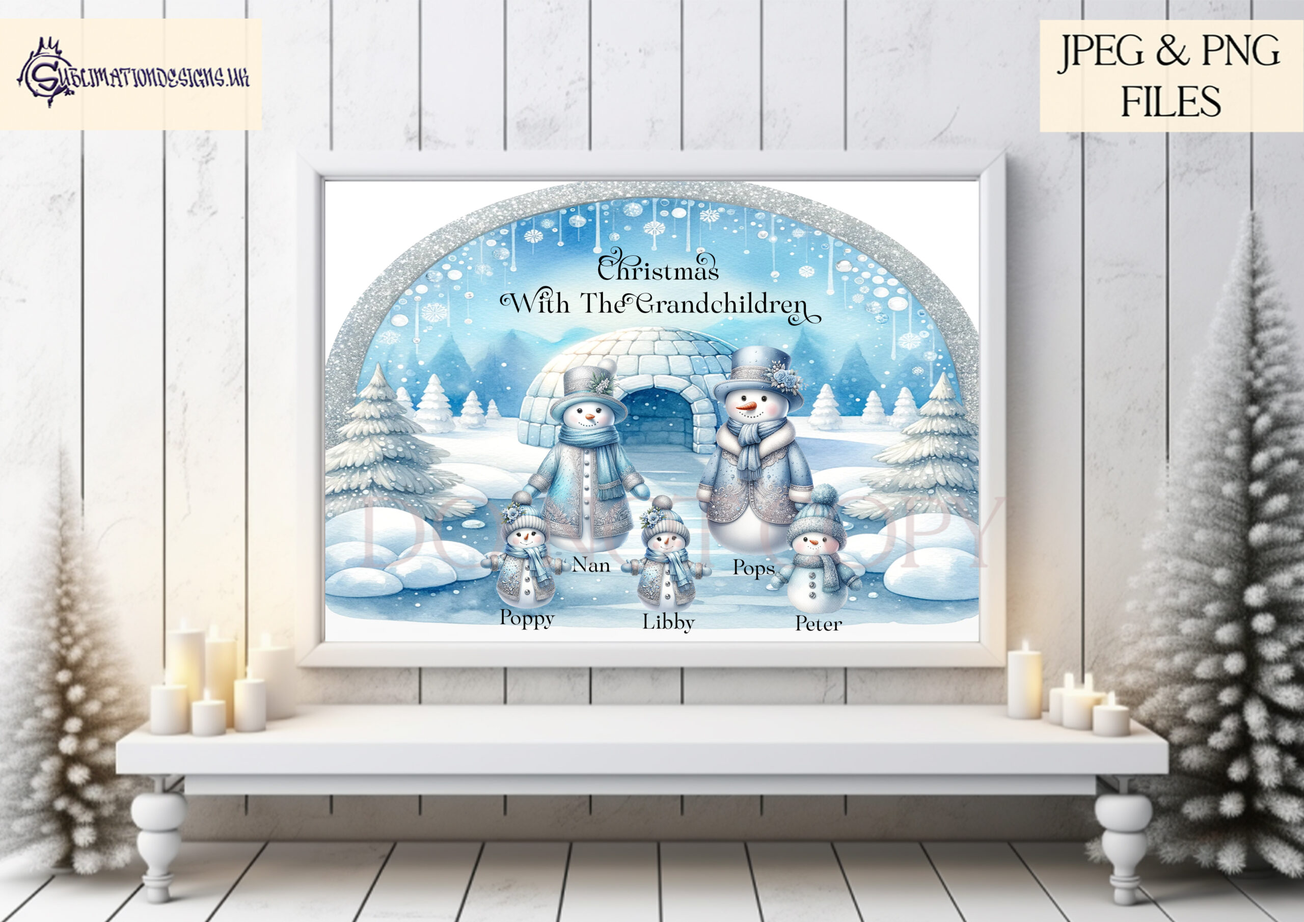 Elegant Baby Blue Snowman Family Design Set