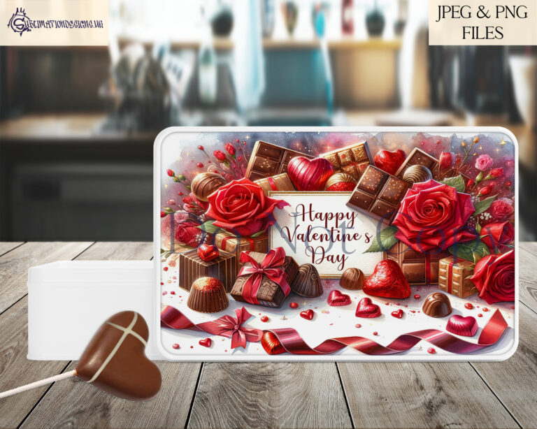 Valentine's Day chocolate and roses design for sublimation