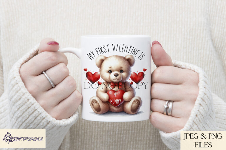 My First Valentine Bear with heart cushion