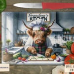 Female Highland Cow Chef preparing a meal design