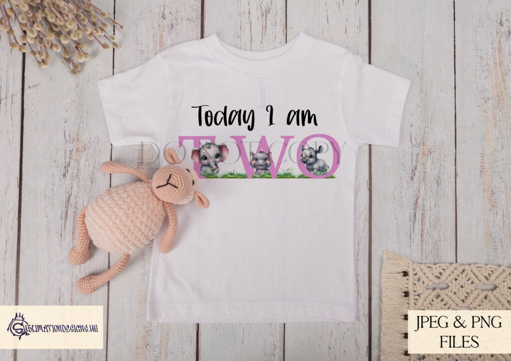 Safari animal birthday design with rhino, elephant, and hippo