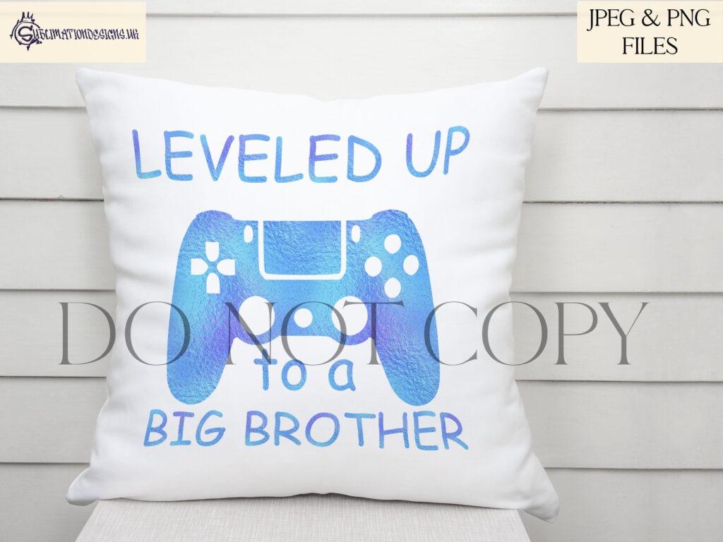 Levelled Up to Big Sister design with playful typography and celebratory motifs