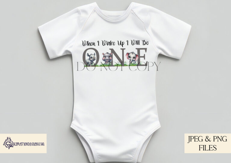 Safari animal birthday design with rhino, elephant, and hippo