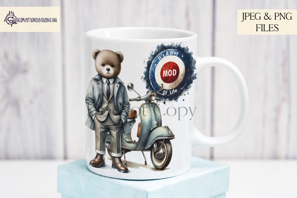 1960's MOD fashion bear with scooter design
